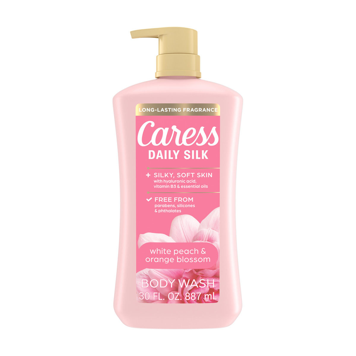 Caress Daily Silk Body Wash – Moisturizing Body Wash for Silky, Soft Skin - Hyaluronic Acid, Vitamin B3 & Essential Oils – 30 oz