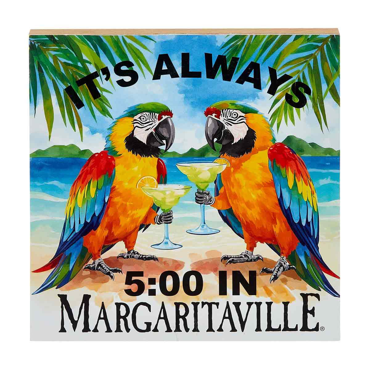 Margaritaville-Parrot-Word-Block-Décor,-6x6-in