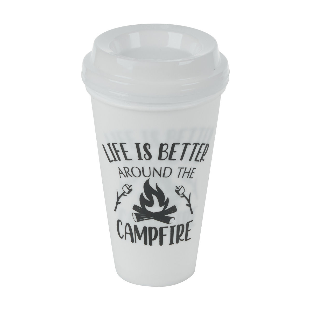 Printed White Coffee Cup with Lid, 2 ct