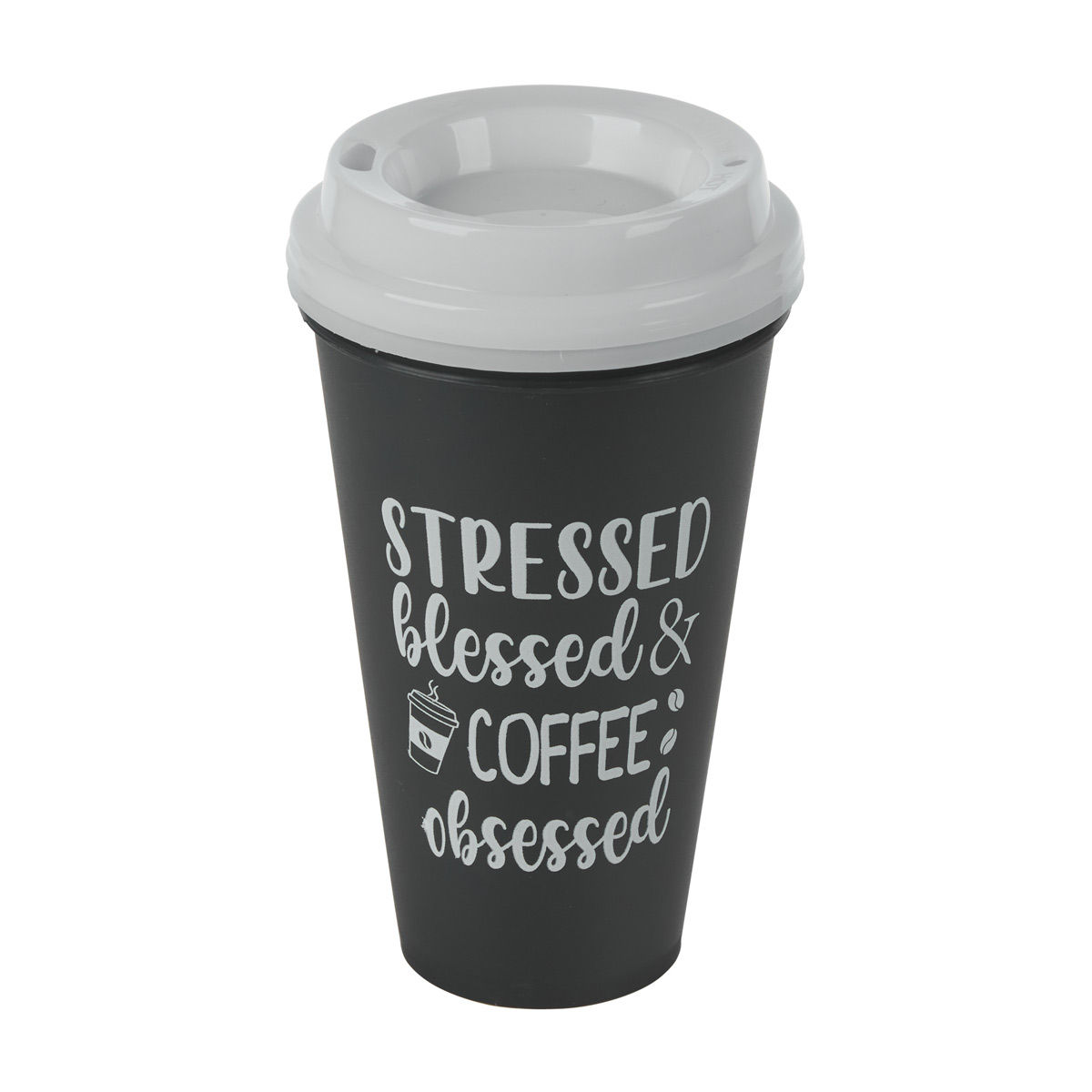 Printed Black Coffee Cup with Lid, 2 ct