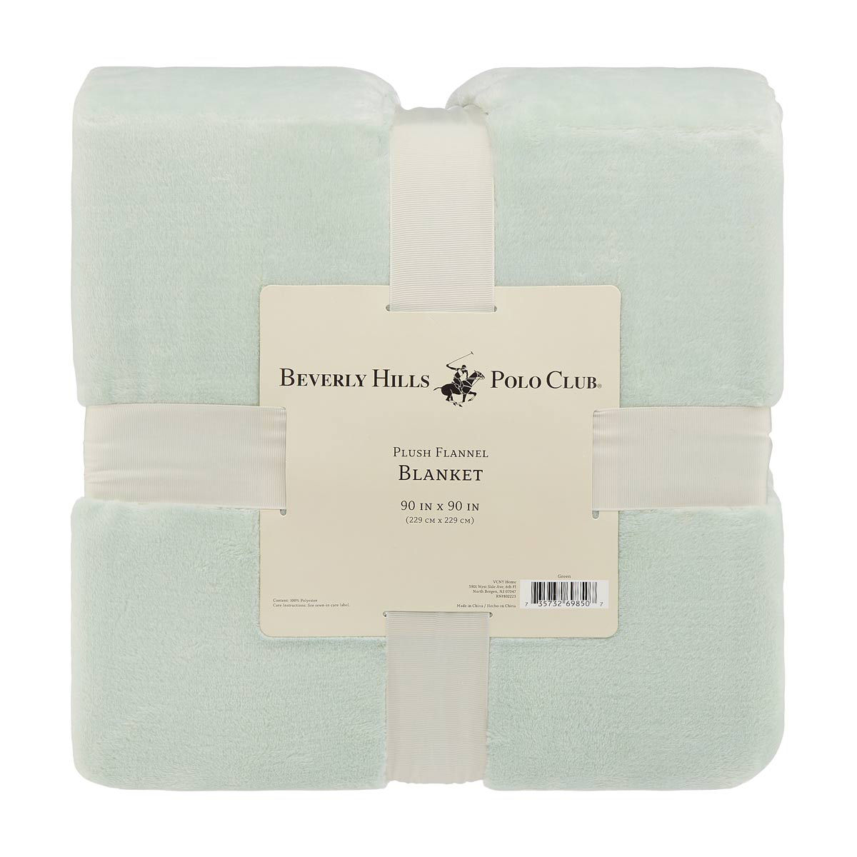 Beverly-Hills-Polo-Club-Plush-Flannel-Blanket,-90x90-in,-Green