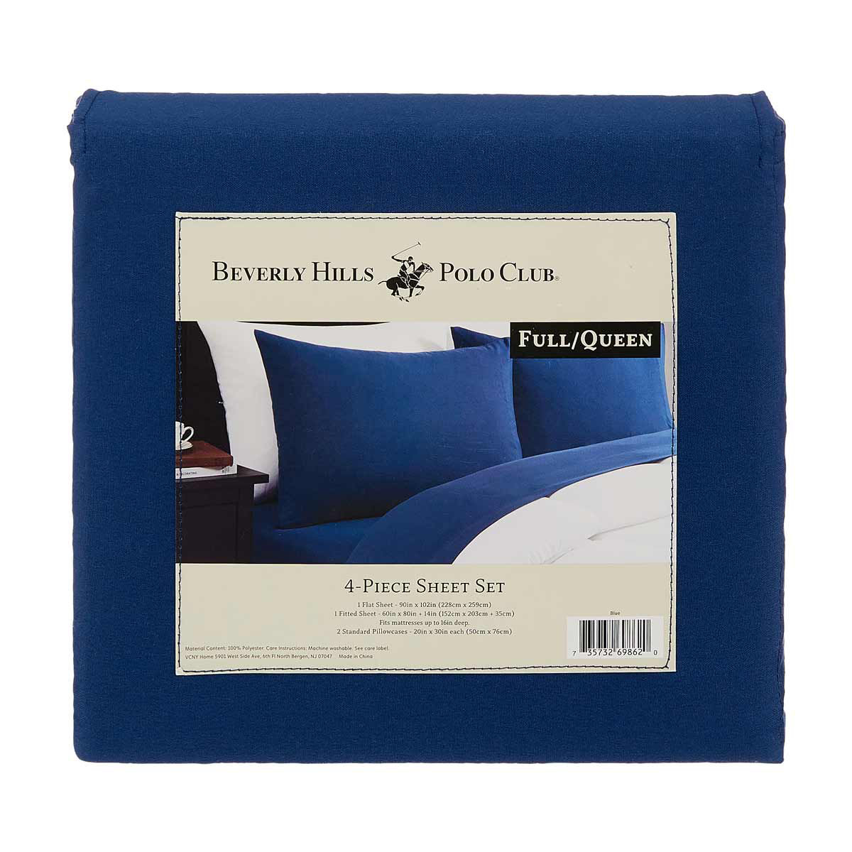 Beverly-Hills-Polo-Club-4-Piece-Queen-Size-Sheet-Set,-Blue
