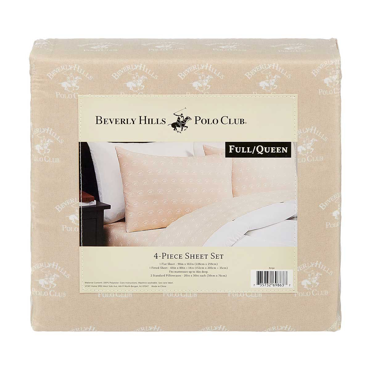 Beverly-Hills-Polo-Club-4-Piece-Queen-Size-Sheet-Set,-Beige