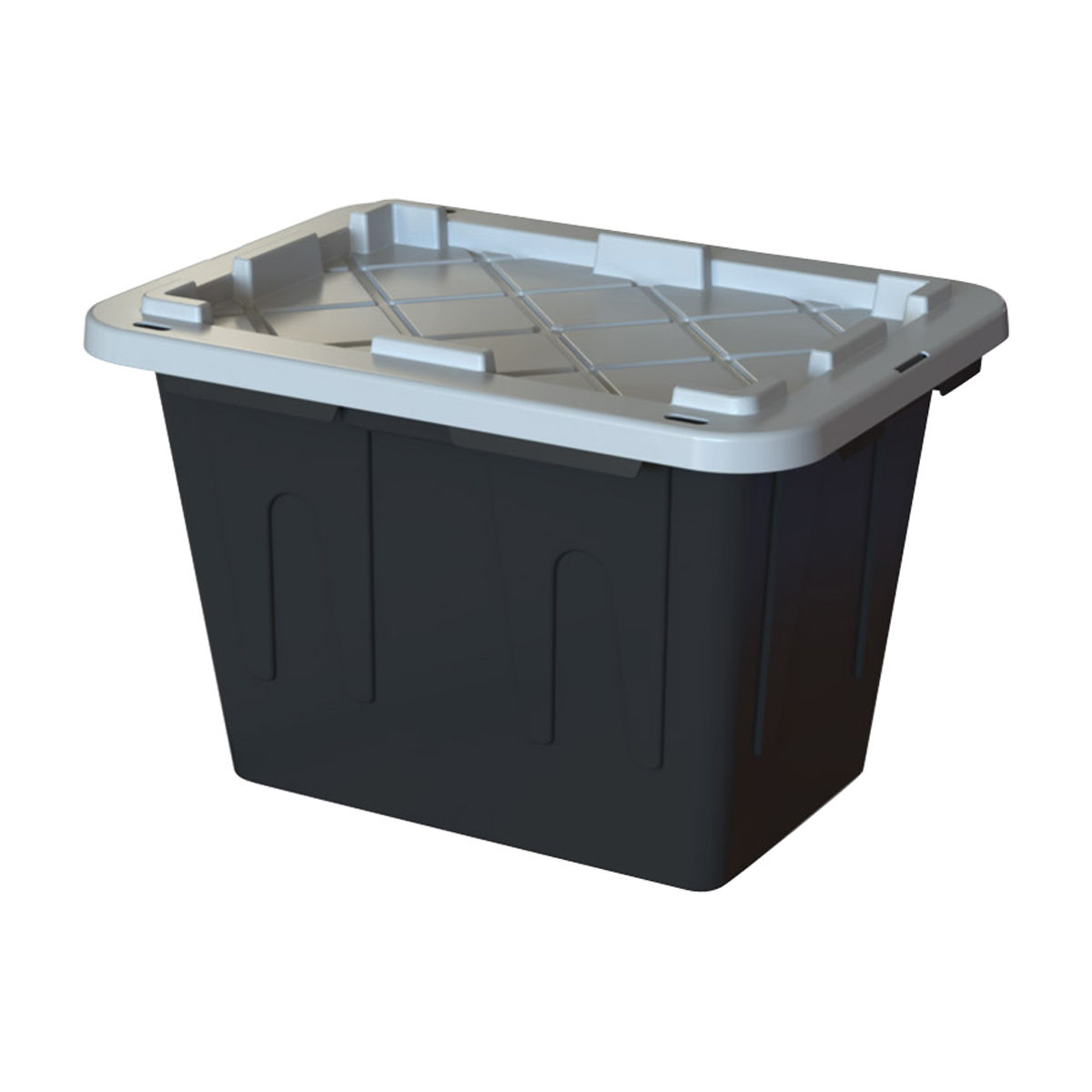 True Living Heavy Duty Stackable Black Storage Tuff Tote with Gray Lid, 7 Gallon
