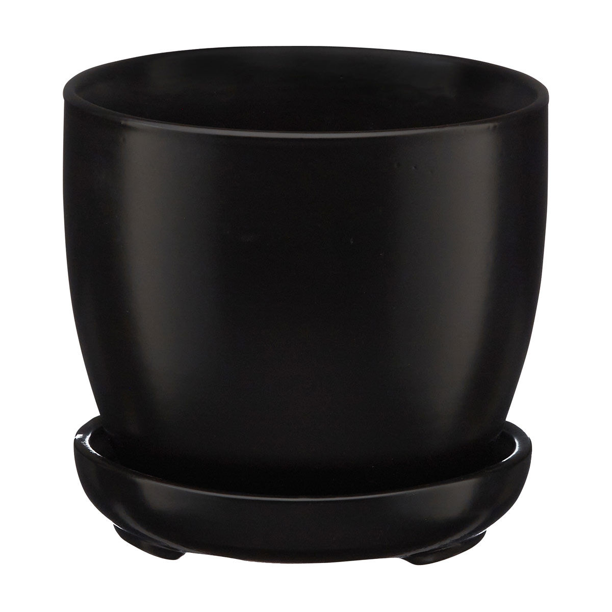 Black Ceramic Planter with Base