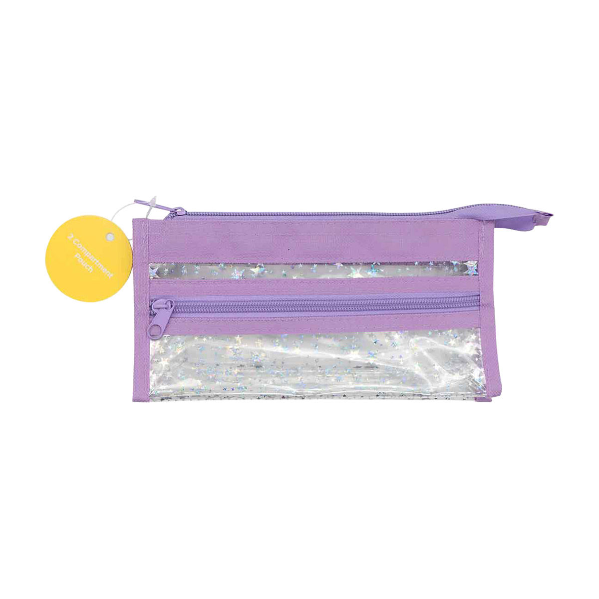 Two Compartment Shimmer Storage Pouch, 2 Assorted Colors
