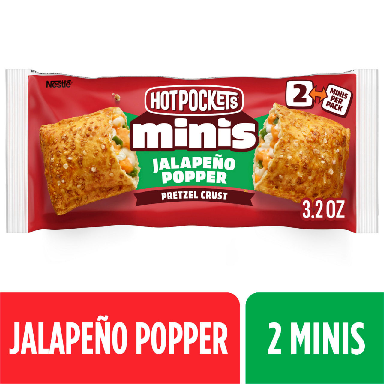 Hot Pockets Minis Jalapeno Popper, Pretzel Crust, Bite Size Snacks, Frozen Sandwiches, Frozen Snacks, 2 Minis, 1PK