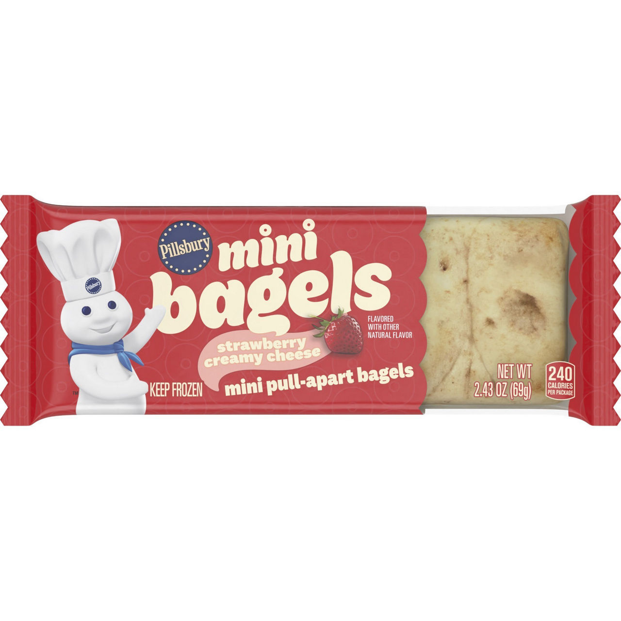 Pillsbury Mini Bagels Strawberry Creamy Cheese Mini Pull-Apart Bagels, 2.43 oz