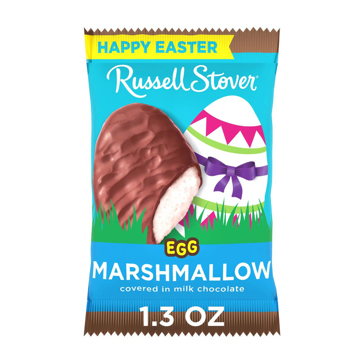 RUSSELL STOVER Easter Marshmallow Milk Chocolate Candy Easter Egg, 1.3 oz
