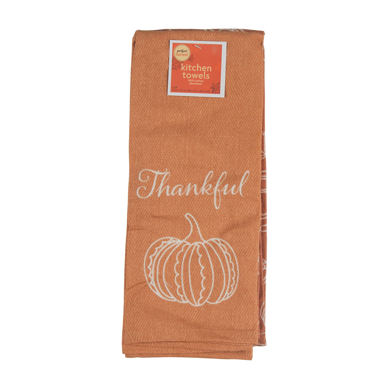 Perfect Harvest 100% Cotton 'Thankful' Embroidered Kitchen Towels, 15x25 in, 2 pk