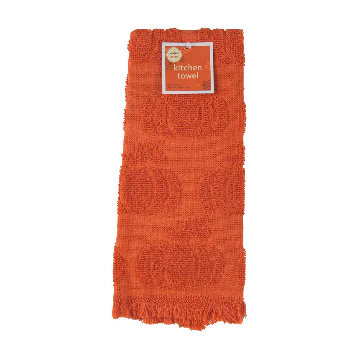 Perfect Harvest Rectangular Jacquard Pumpkin Kitchen Towel, 14x24 in