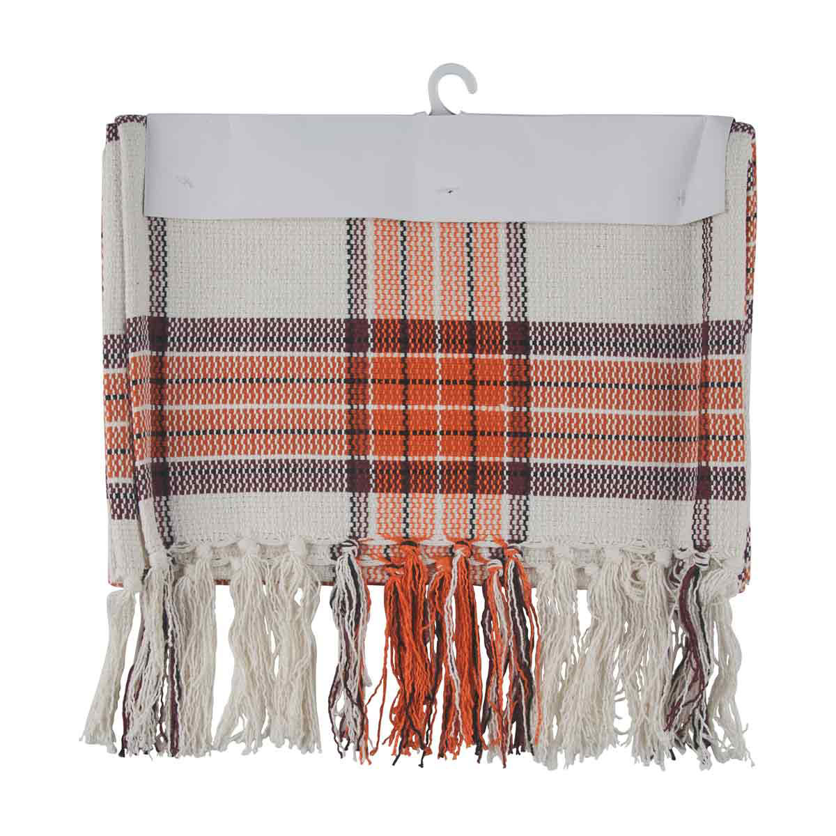 Harvest Orange Plaid Chindi Table Runner Décor