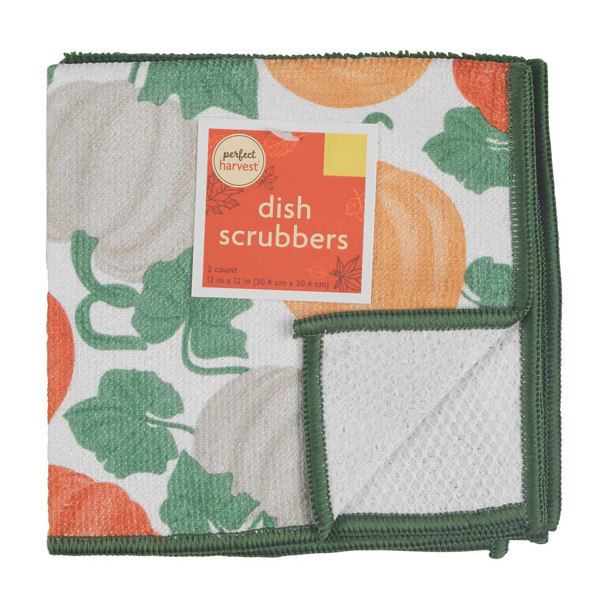 Perfect Harvest Halloween Pumpkin Print Dish Scrubbers, 12x12 in, 2 ct