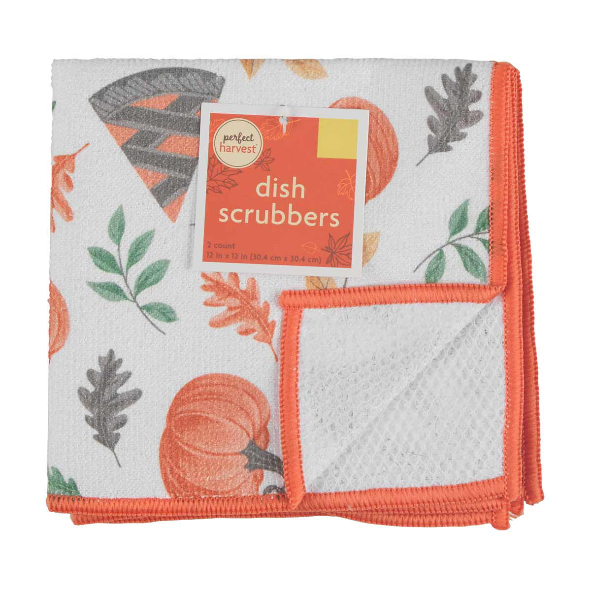 Perfect Harvest Halloween Pumpkin Pie Print Dish Scrubbers, 12x12 in, 2 ct