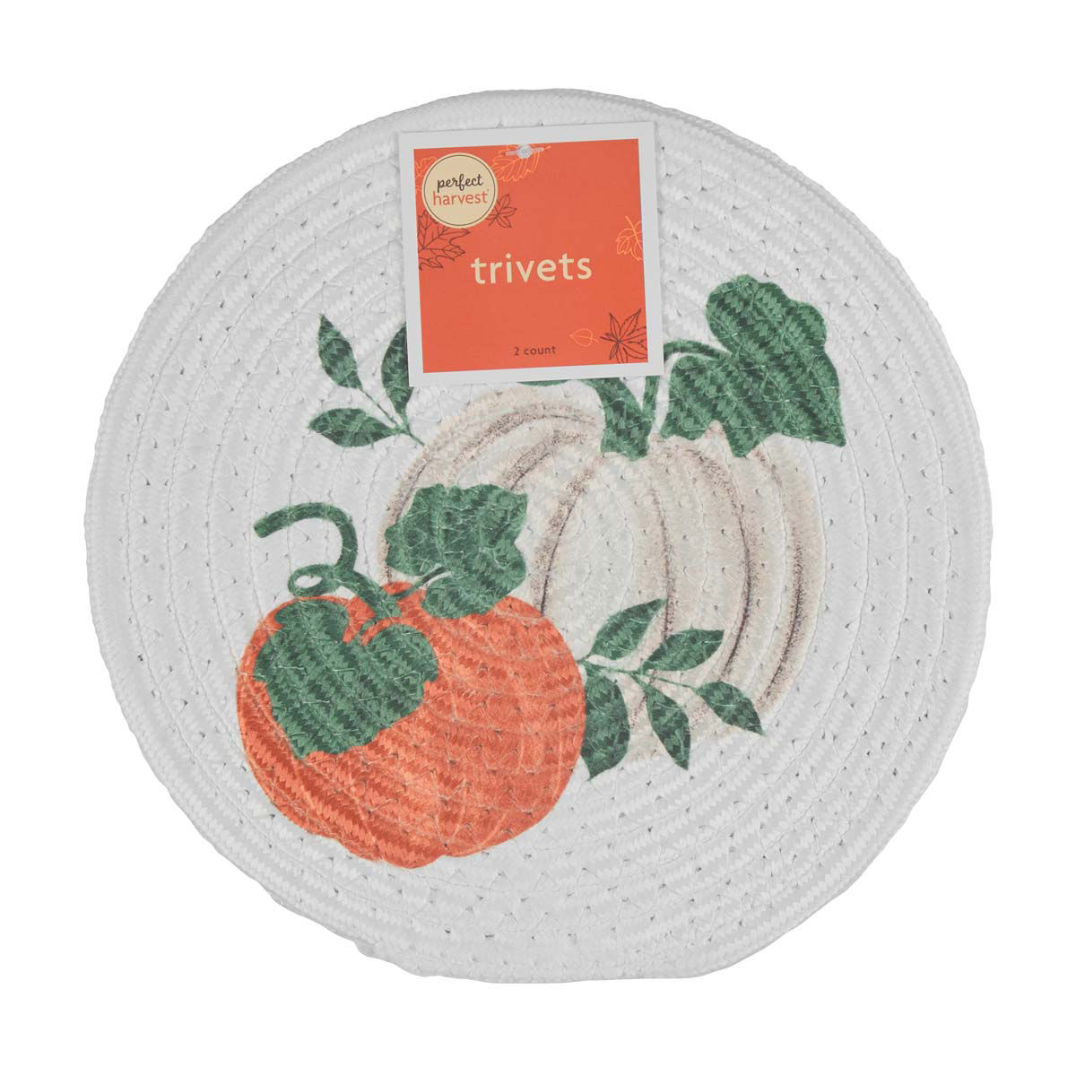 Perfect Harvest Halloween Pumpkin Print Round Trivets, 2 ct