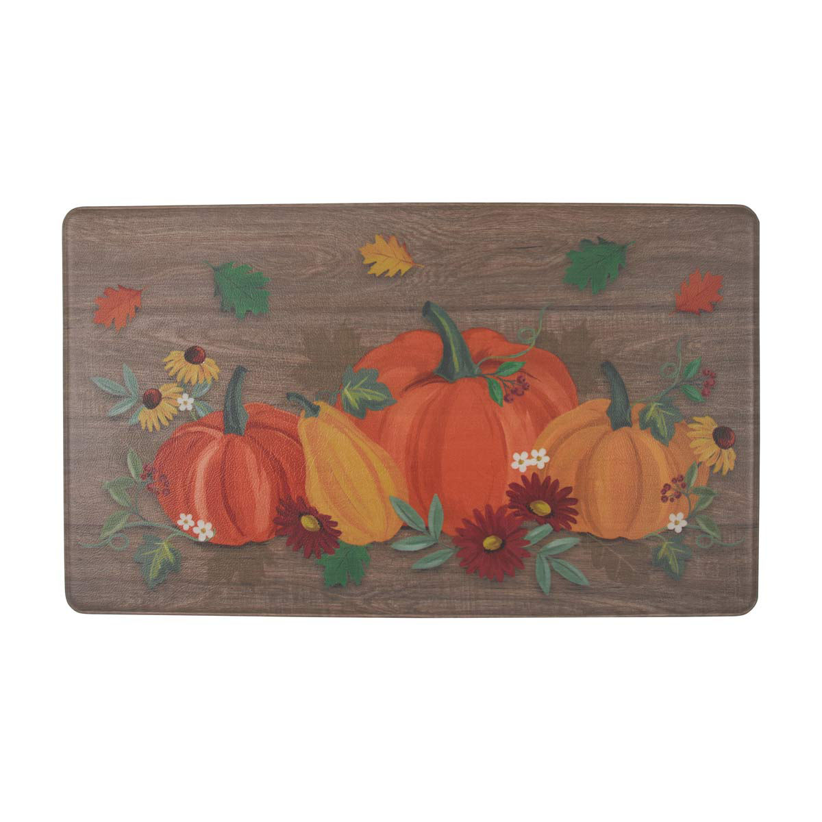Harvest Halloween Rectangular Pumpkin Print Kitchen Mat, 17x28 in