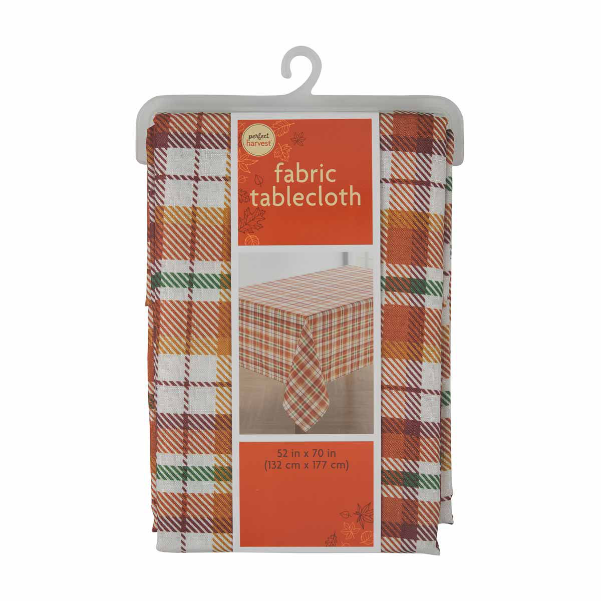 Perfect Harvest Halloween Plaid Fabric Tablecloth, 52x70 in