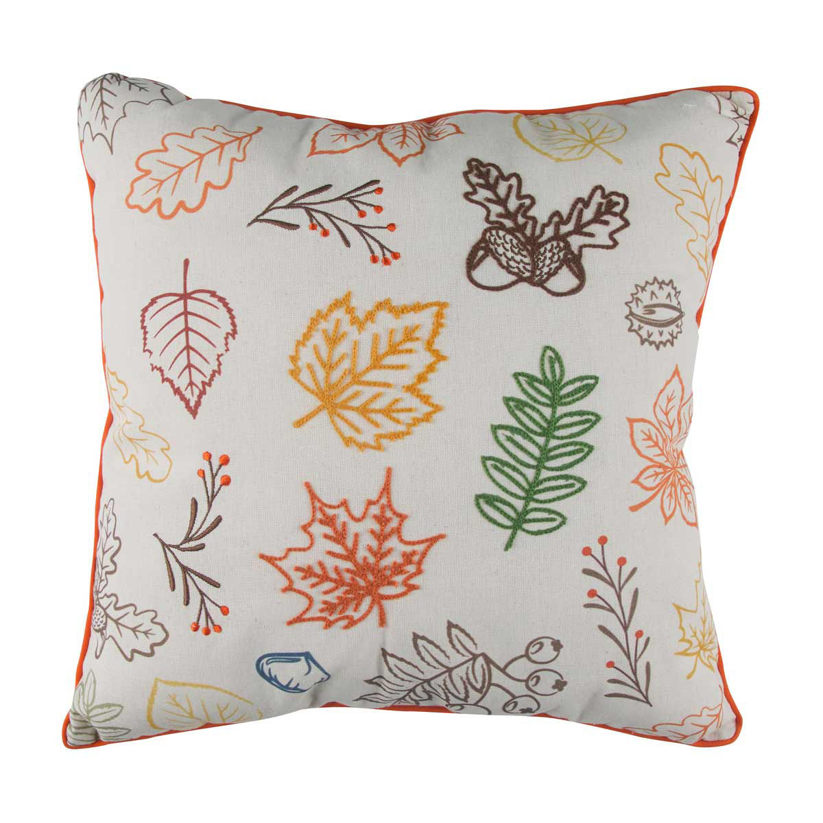 Harvest Halloween Square Shaped Leaves Print Decorative Pillow, 16x16 in