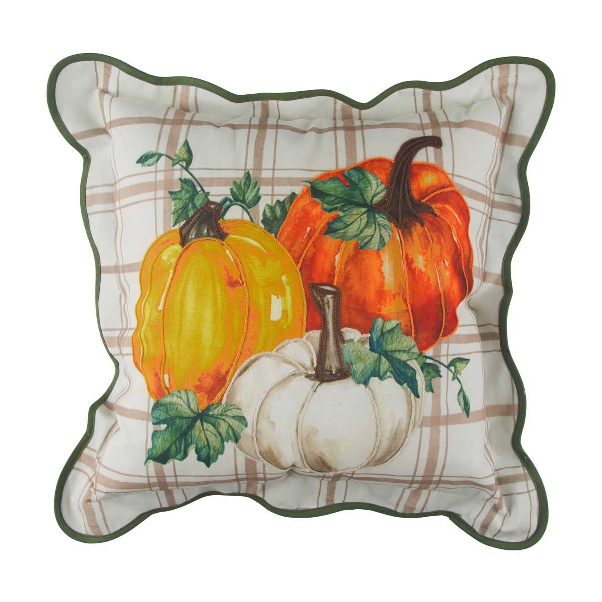 Harvest Halloween Square Shaped Pumpkin Print Decorative Pillow, 16x16 in