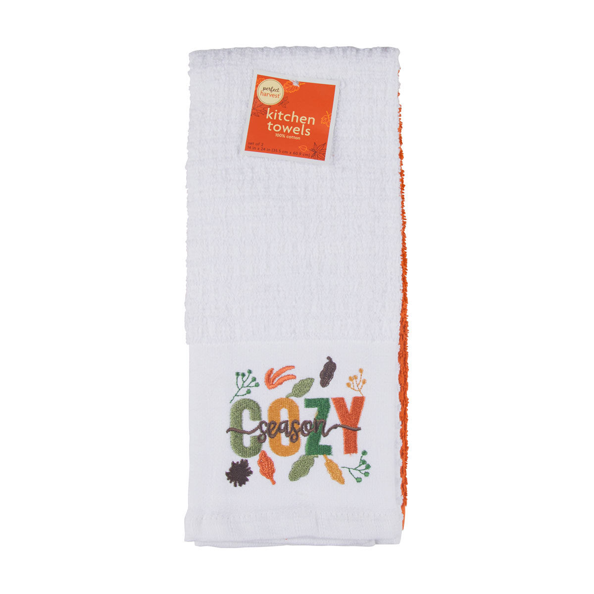 Perfect Harvest Halloween 'Cozy Season' Embroidered Kitchen Towels, 14x24 in, 2
