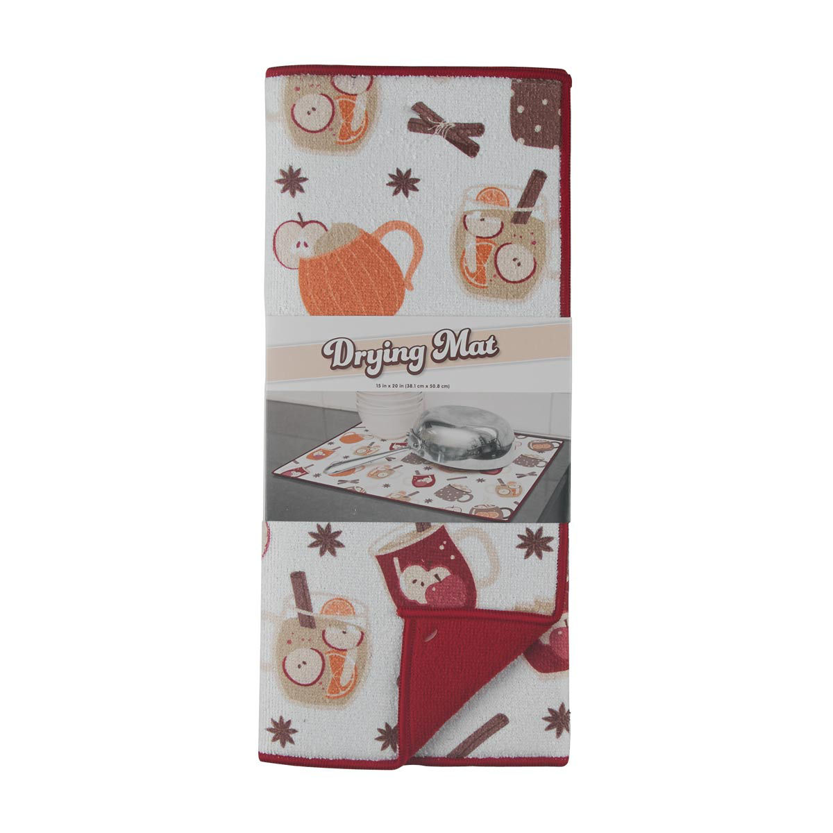 Drinks Print Kitchen Drying Mat, 15x20 in