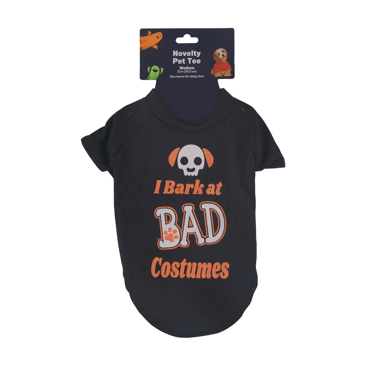 Halloween Novelty Black Printed Pet Tee, 2 Assorted Sizes
