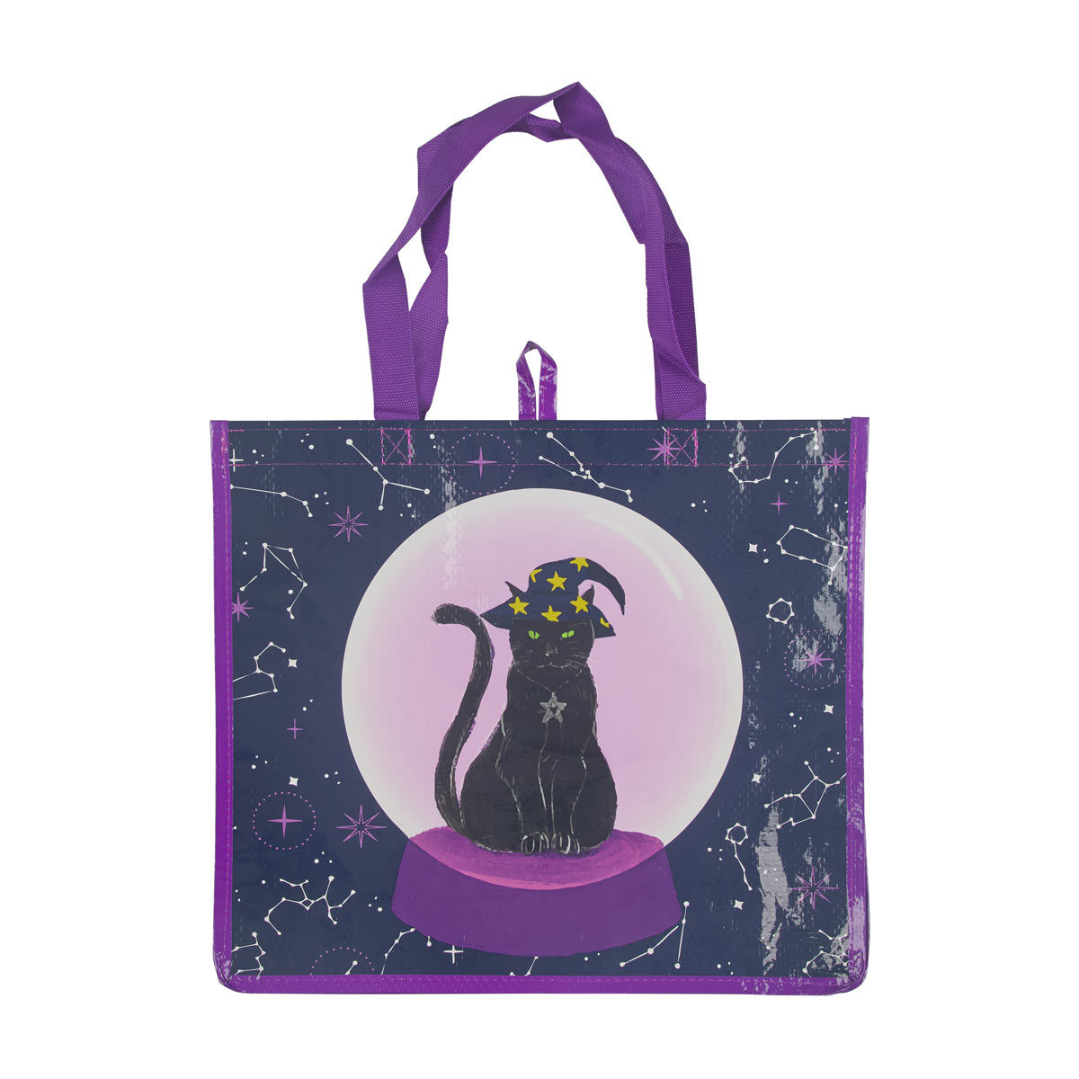 Halloween Black Cat Printed Large Tote Bag