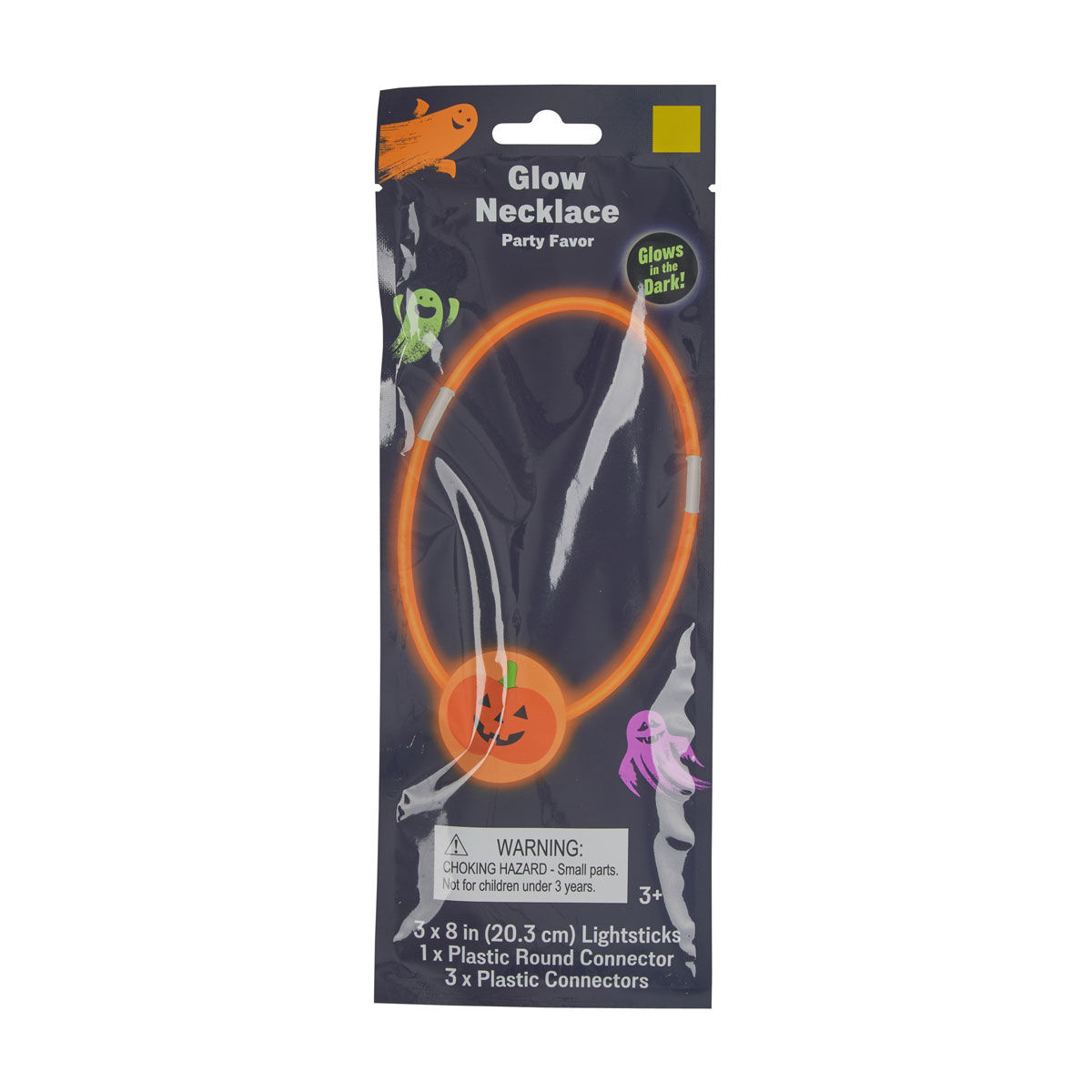 Halloween Pumpkin Glows in the Dark Party Favor Necklace