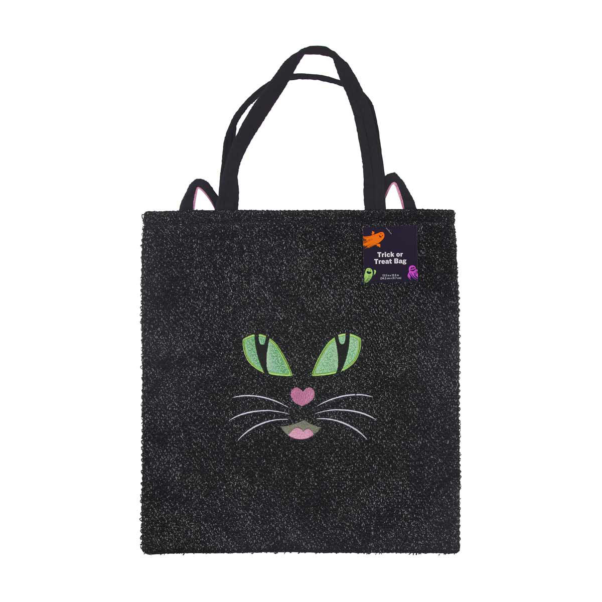 Halloween Black Trick or Treat Tinsel Gift Bag, 13.5x12.5 in