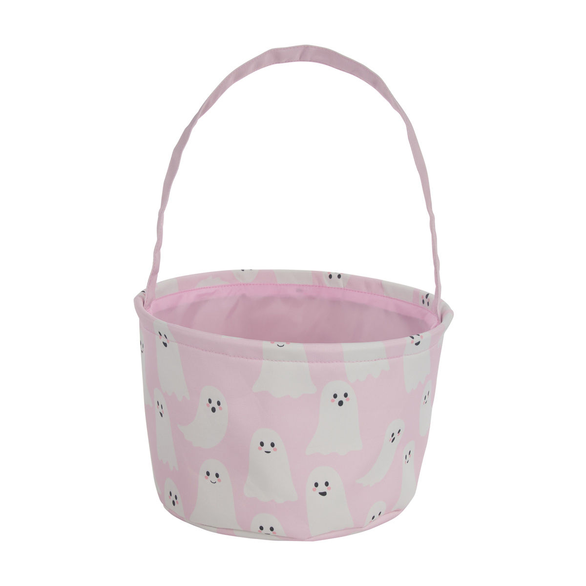 Halloween-Pink-Ghost-Printed-Fabric-Treat-Basket