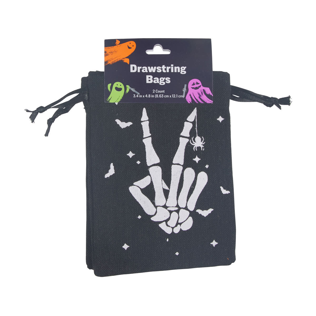 Halloween Printed Cloth Drawstring Bags, 2 ct, 3 Assorted Styles