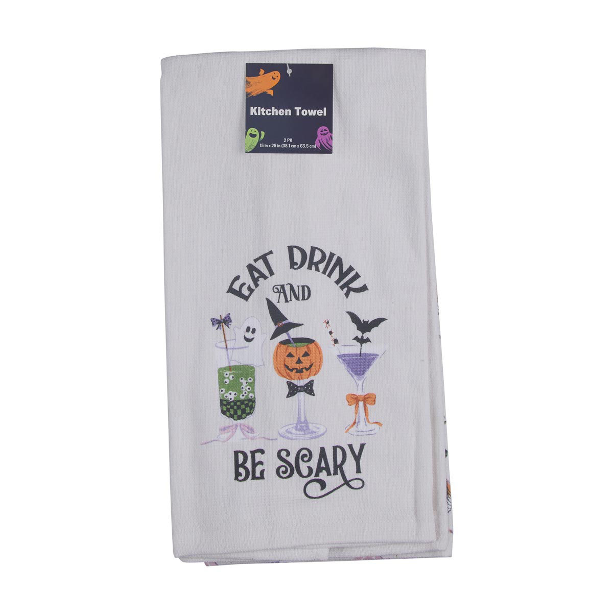 Halloween 'Eat Drink and Be Scary' Printed Kitchen Towel, 15x25 in, 2 ct