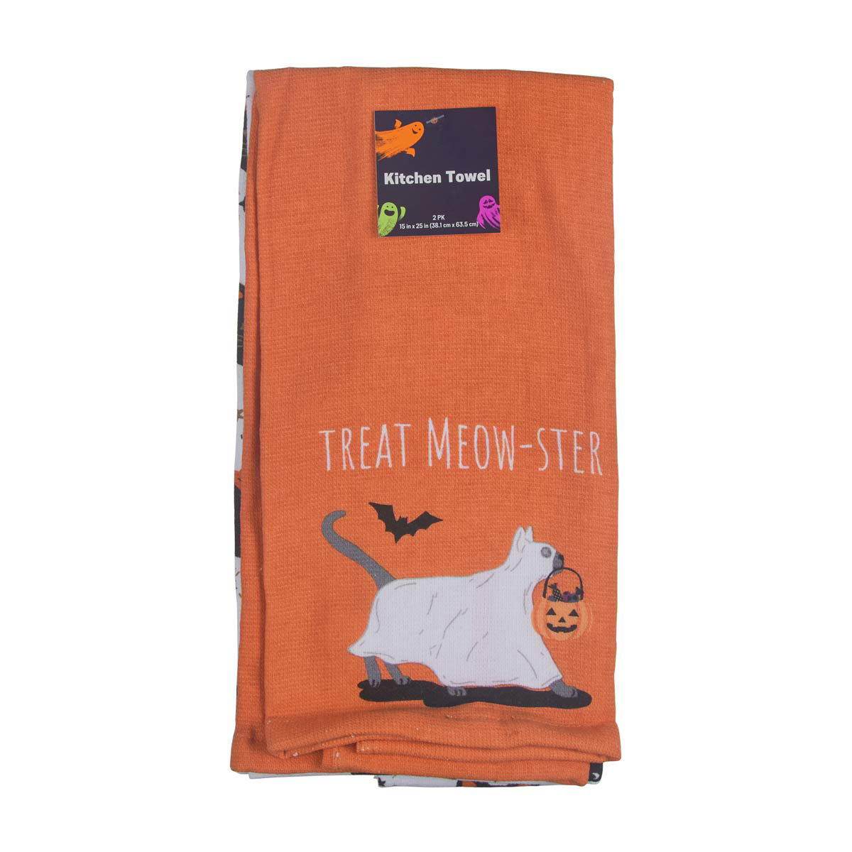 Halloween 'Treat Meow-Ster' Printed Kitchen Towel, 15x25 in, 2 ct
