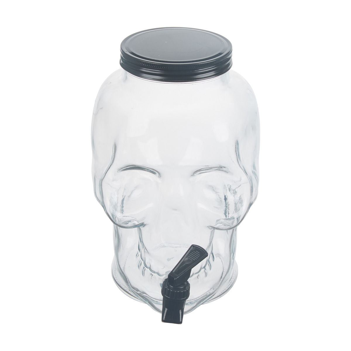 Halloween Skull-Shaped Transparent Glass Drink Dispenser