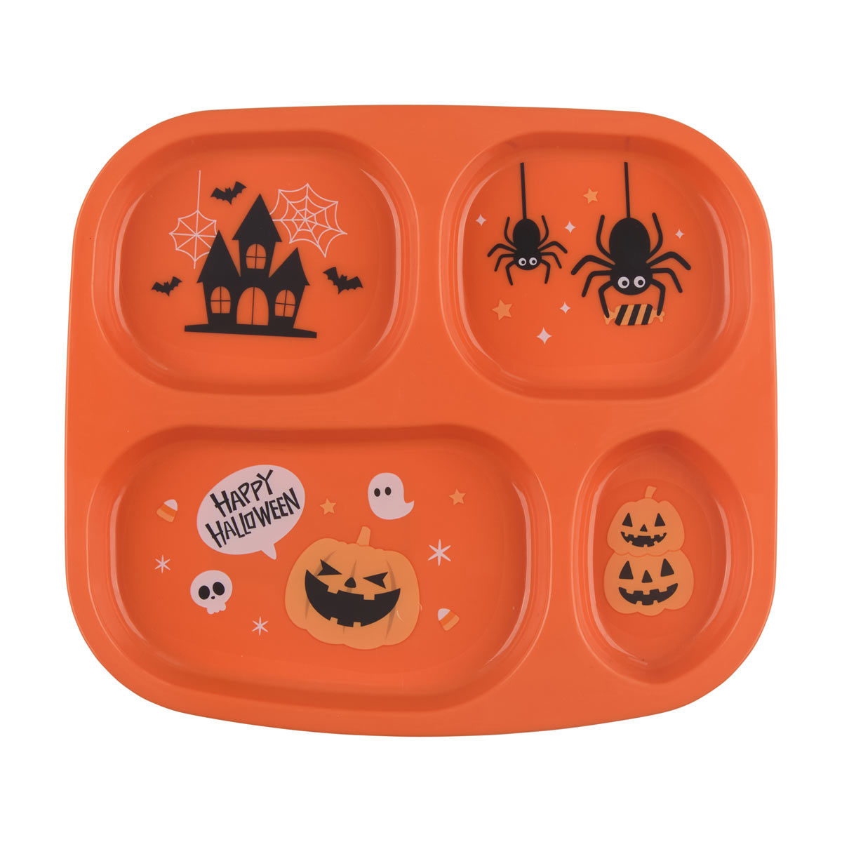 Halloween Orange Spooky Characters Printed Kids Lunch Tray