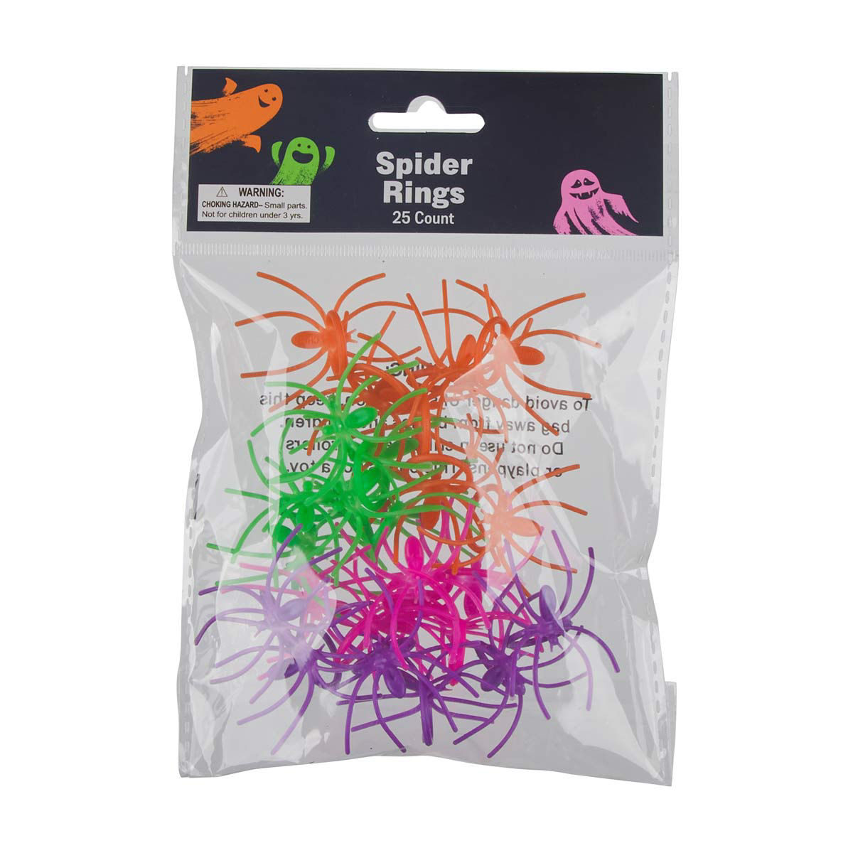 Halloween Plastic Spider Rings, 25 ct, 2 Assorted Colors