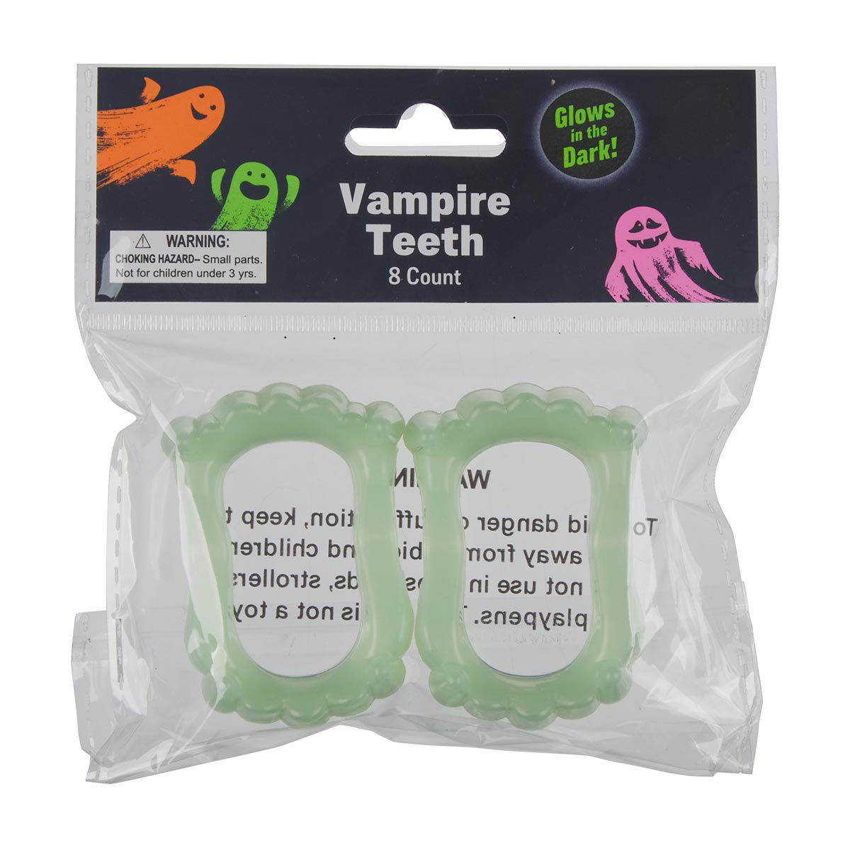 Halloween Spooky Vampire Teeth, 8 ct, 2 Assorted Colors