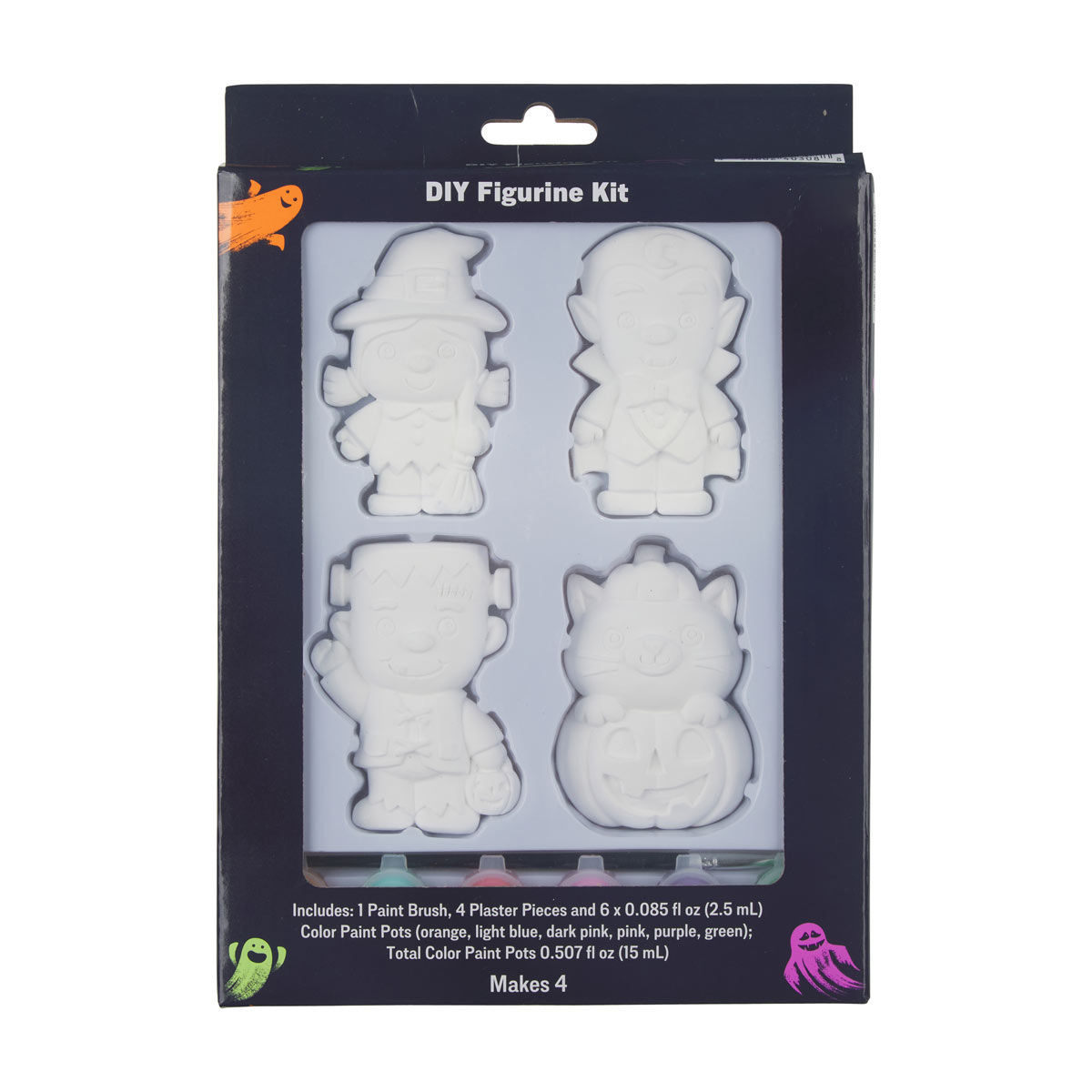 Halloween DIY Figurine Kit with Paint Pots, 4 ct