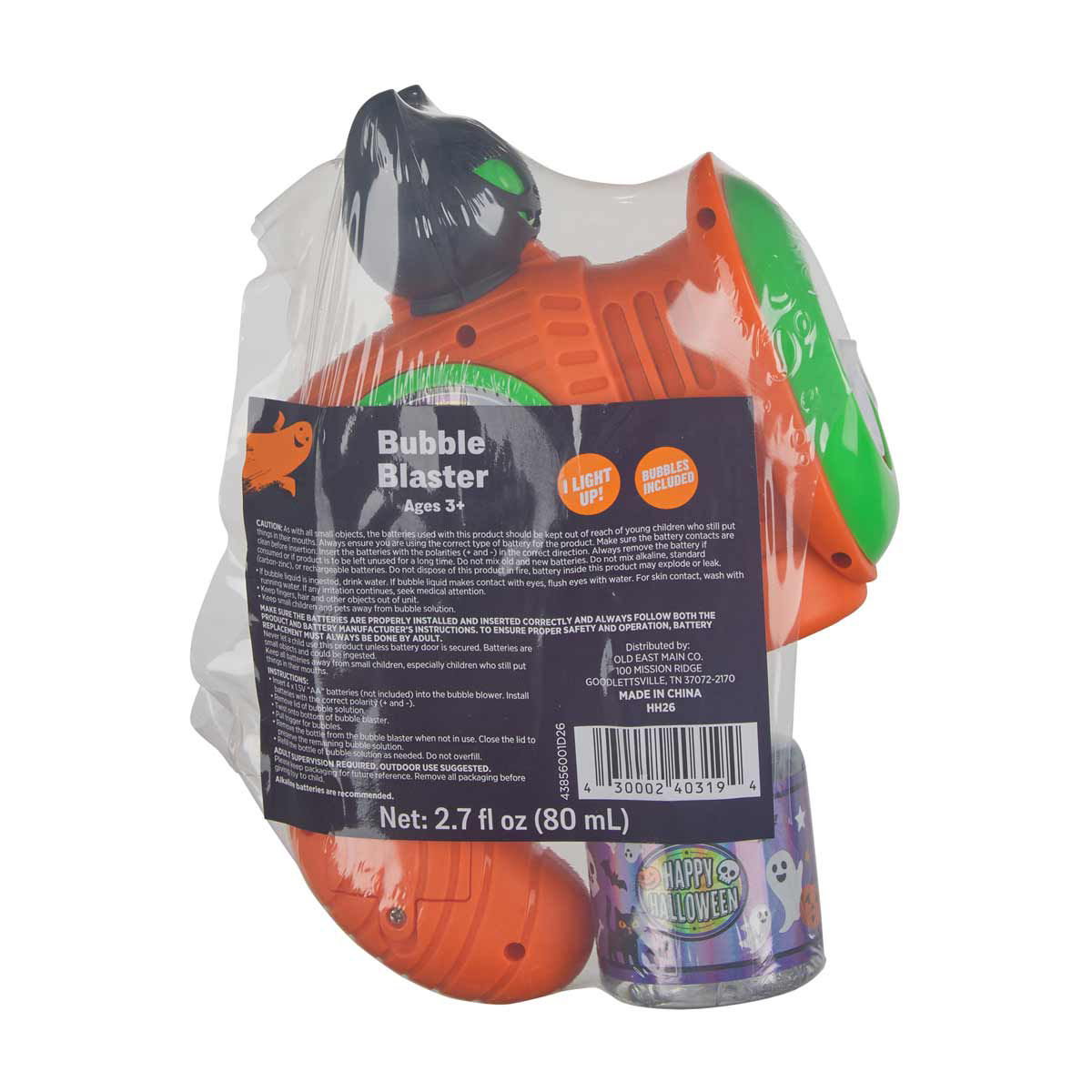 Halloween Orange Light Up Bubble Blaster, 2.7 fl oz