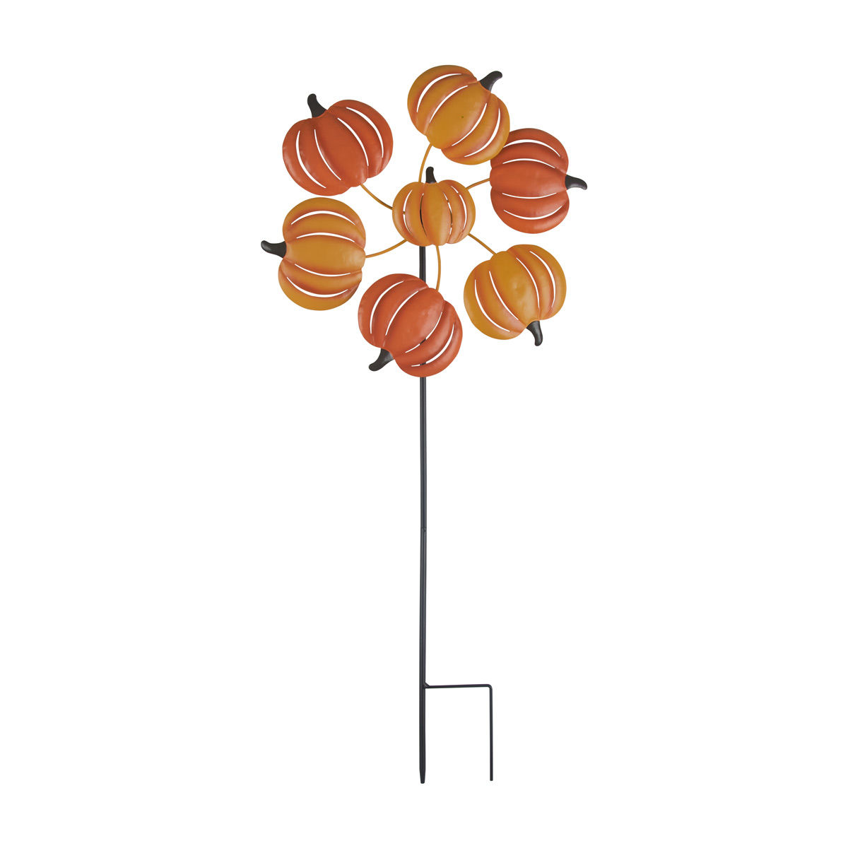 Pumpkin Spinner Metal Garden Stake Décor, Orange 