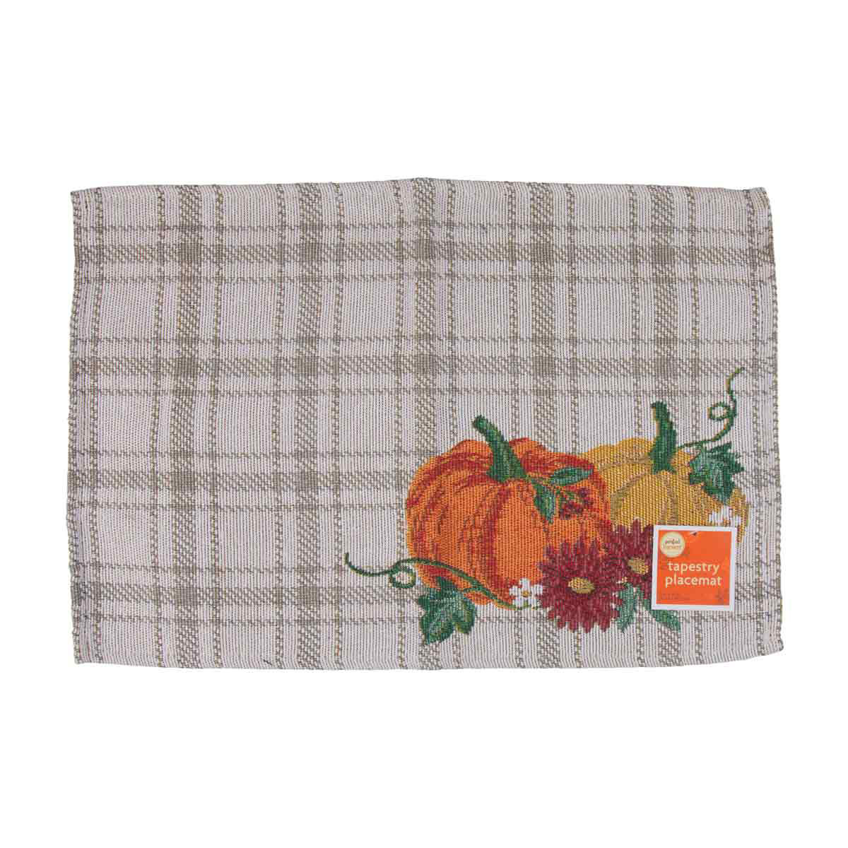 Perfect Harvest Halloween Pumpkin Floral Tapestry Placemat, Large