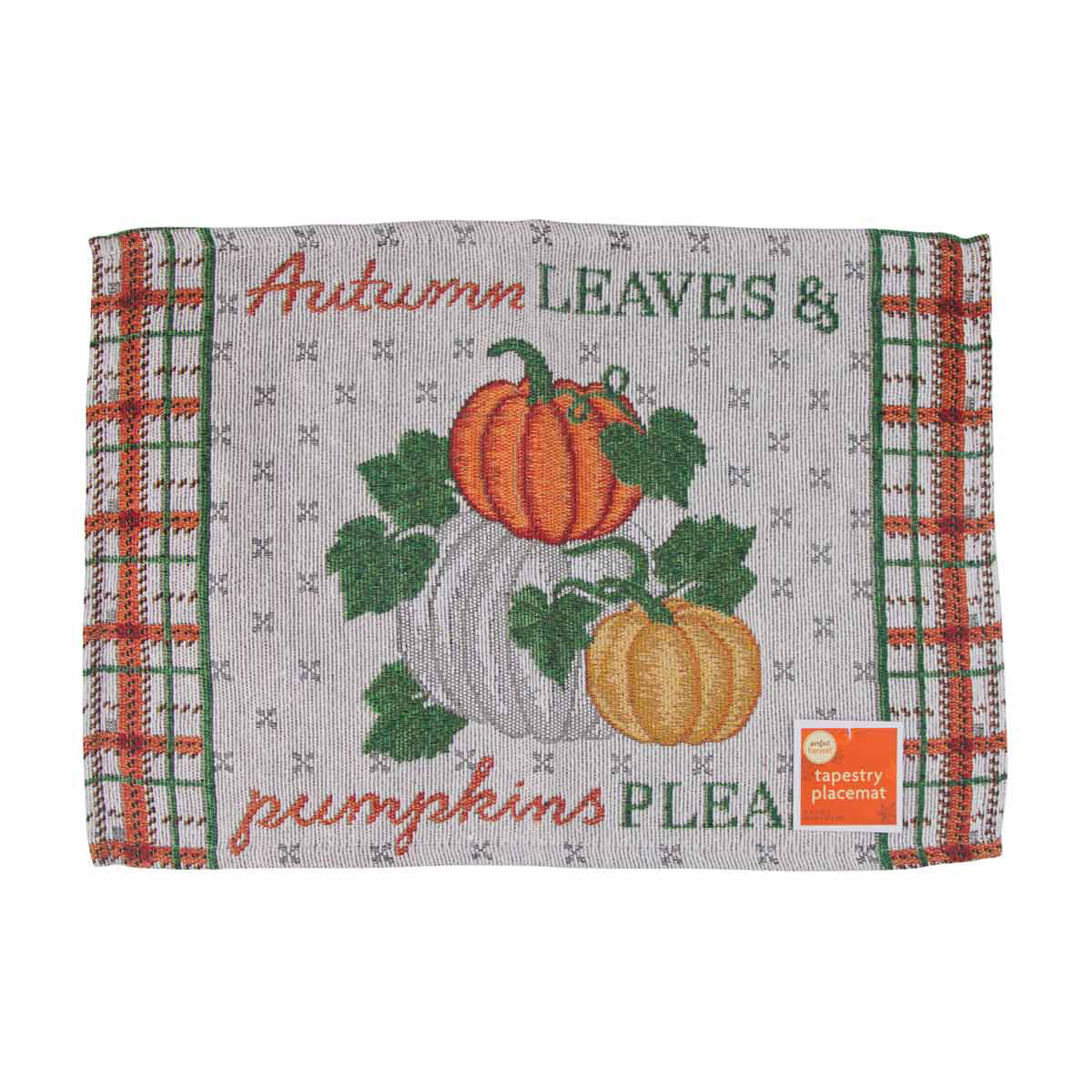 Perfect Harvest Halloween Pumpkin Floral Tapestry Placemat, Small
