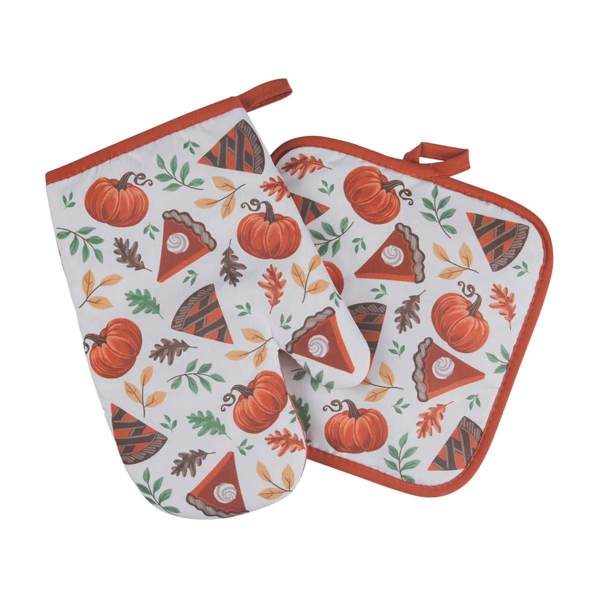 Perfect Harvest Halloween Harvest Pumpkin Pie Printed Oven Mitt & Pot Holder Set