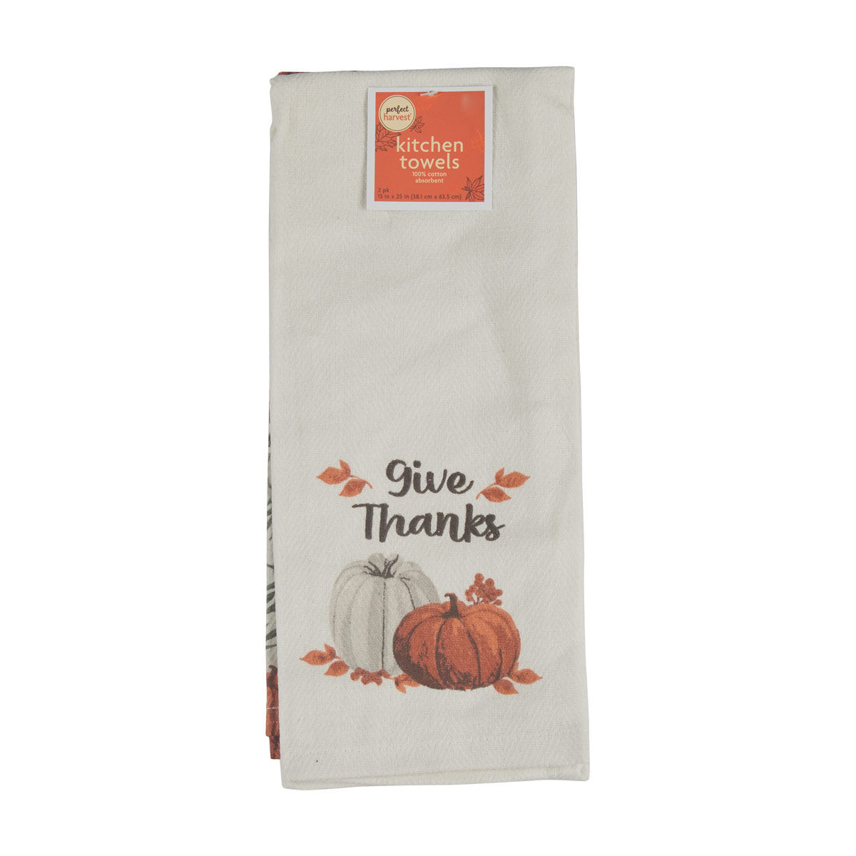 Perfect Harvest 100% Cotton Fall Kitchen Towels, 15x25 in, 2 pk, 2 Assorted Desi