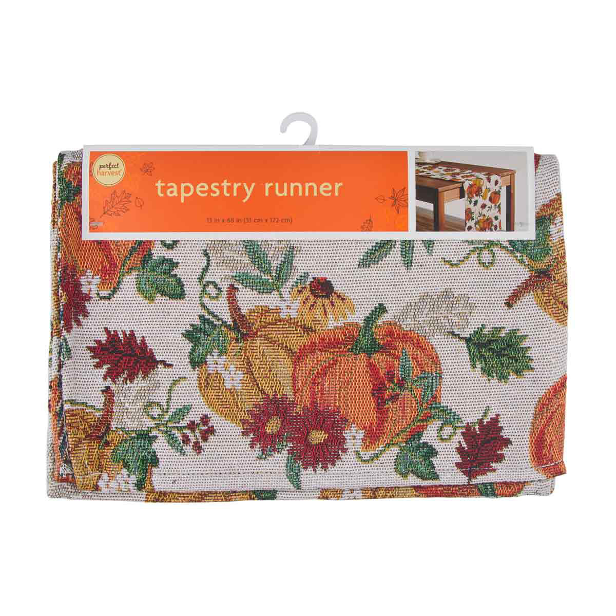 Perfect Harvest Floral Tapestry Table Runner, 13x68 in
