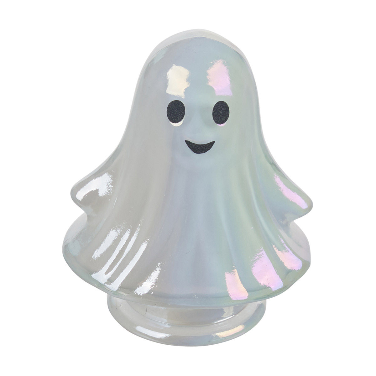 Halloween Iridescent Glass Ghost Large Tabletop Décor, 2 Assorted Colors