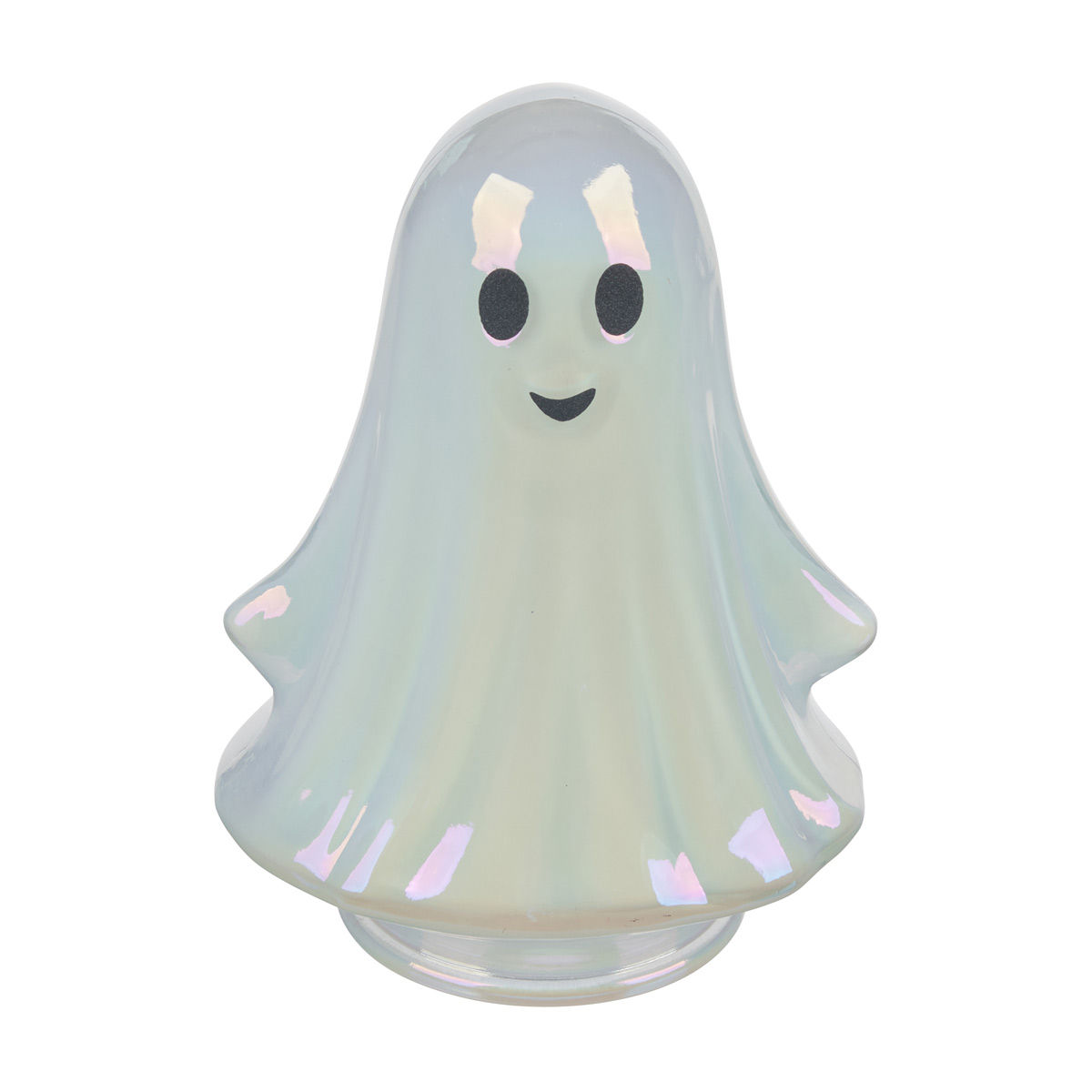 Halloween Iridescent Glass Ghost Small Tabletop Décor, 2 Assorted Colors
