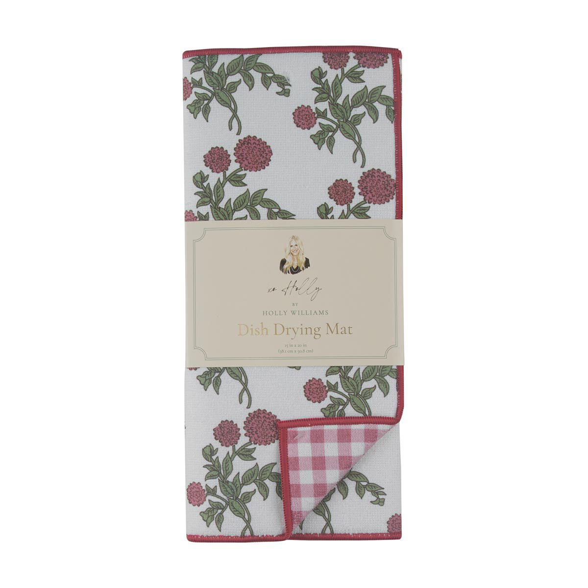Holly Williams Red Floral Drying Mat, 15 in x 20 in
