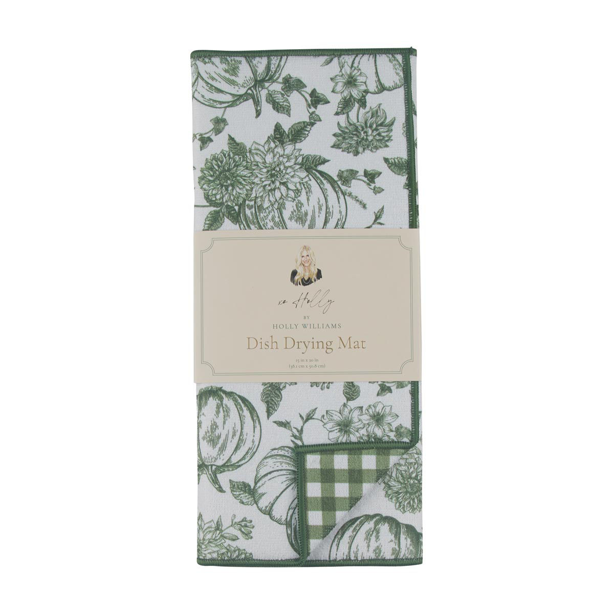 Holly Williams Green Harvest Print Drying Mat, 15 in x 20 in