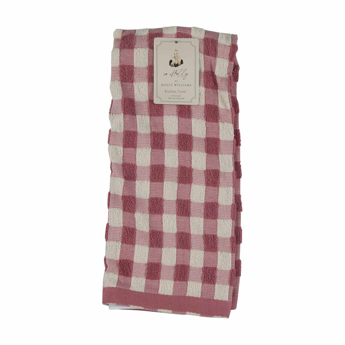 Holly Williams Fall Pink Plaid Kitchen Towel, 15x25 in